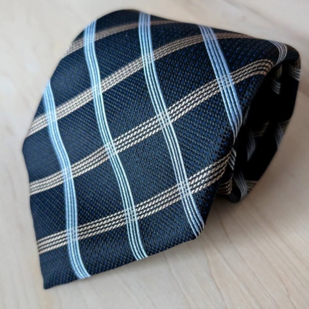 ZEGNA Black gold and blue tie